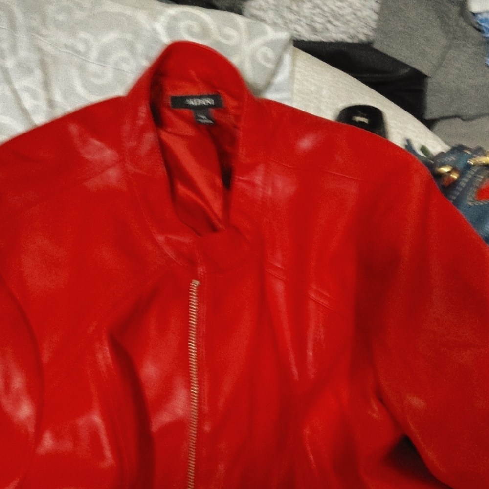 Alfani Red Bomber Jacket with Glossy Finish